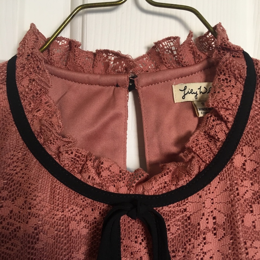 Lily White Cold Shoulder Lacy Top - Picture 7 of 12